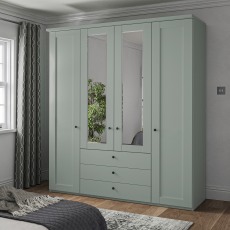 Wiemann Linate 200cm 4 Wood 2 Mirror Door 3 Drawer Wardrobe