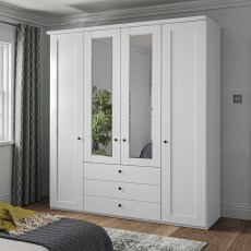 Wiemann Linate 200cm 4 Wood 2 Mirror Door 3 Drawer Wardrobe