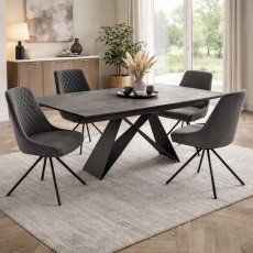 Sesia Extending Dining Table & 4 Sesia Grey Dining Chairs Sesia Extending Dining Table & 4 Sesia Grey Dining Chairs