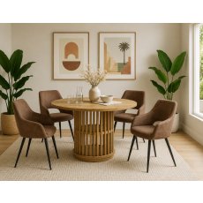 Voss Round Dining Table and 4 Ivorra Dining Chairs (Brown) Voss Round Dining Table and 4 Ivorra Dining Chairs (Brown)
