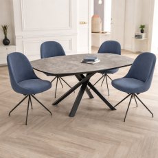 Giza Ceramic Extending Dining Table & 4 Milford Swivel Chair Giza Ceramic Extending Dining Table & 4 Milford Swivel Chair