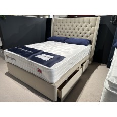 Sleepeeze Shaftsbury 5ft Mattress with Carnaby 2+2 drawer Divan Bed and Blossom Headboard in Biscuit