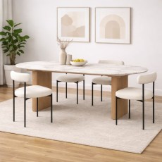Marmo 200cm Dining Table + 4 Aveley Vanilla Dining Chairs Marmo 200cm Dining Table + 4 Aveley Vanilla Dining Chairs