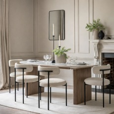 Marmo 200cm Dining Table + 4 Aveley Vanilla Dining Chairs