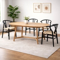 Madrid 200cm Extending Dining Table + 4 Whitney Black Dining Chairs