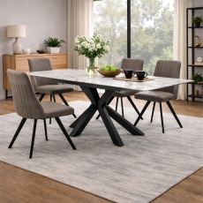 Francesco Dark Grey Extending Dining Table & 4 Light Grey Dallas Dining Chairs