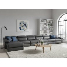 Natuzzi Gioia 6 Seater Chaise Leather Electric Reclining Sofa Group
