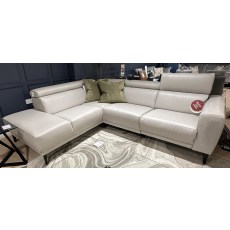 ATILLA- LHF Corner Sofa With Power Recliner in Soleda Silver Grey Leather