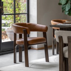 Gallery Direct Onda Dining Chair- Brown Leather