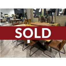 Brockley 2.4mtr Wooden dining Table, 150cm Sam High back Bench and 4x Sam Chairs in Tan