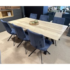VENJAKOB-- KLU DECOR 1.9M FIXED DINING TABLE & 6 X ARTHUR ANTHRICITE MATT FRAME CHAIRS IN FABRIC A