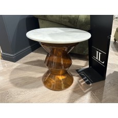 Turin Side Table in Orange and White