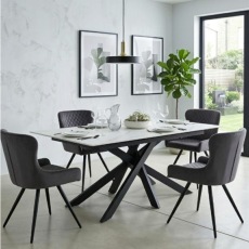 Amine Extendable Dining Table & 4 Dining Chairs in Grey Amine Extendable Dining Table & 4 Dining Chairs in Grey