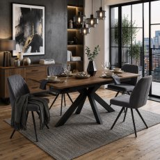 Fucino 180cm Dining Table & 4 Swivel Dining Chairs Grey Fucino 180cm Dining Table & 4 Swivel Dining Chairs Grey
