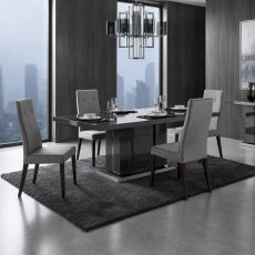 Keona Large Dining Table & 4 Grey Linen Dining Chairs