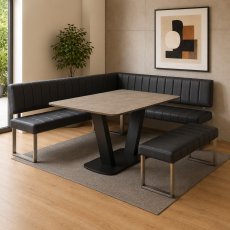 Tanaro 135cm Compact Table Grey & Corner Bench & Low Bench Dark Grey Tanaro 135cm Compact Table Grey & Corner Bench & Low Bench Dark Grey