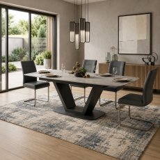 Tanaro 180cm Extending Dining Table & 4 Dining Chairs (Dark Grey) Tanaro 180cm Extending Dining Table & 4 Dining Chairs (Dark Grey)