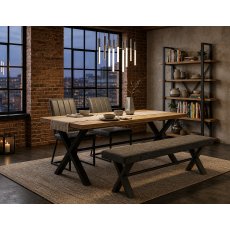 Yukon 190cm Table & 3 Dining Chairs Grey & Uph Bench Yukon 190cm Table & 3 Dining Chairs Grey & Uph Bench