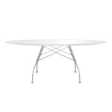 Kartell Glossy by Antonio Citterio Oval White Glass Table Kartell Glossy by Antonio Citterio Oval White Glass Table