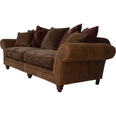 Carnegie 4 Seater Leather & Fabric Pillow Back Sofa - Split