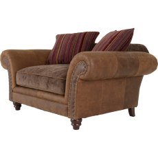 Carnegie Leather & Fabric Pillow Back Snuggler Chair