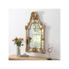 Gold Leafed Decorative Framed Crested Mirror
