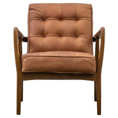 Gallery Direct Humber Mid-century Modern Armchair - Vintage Brown Leather