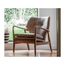 Gallery Direct Jensen Mid-Century Modern Armchair - Brown Leather