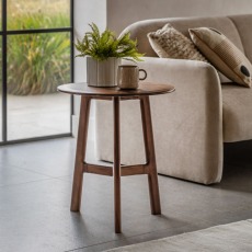 Gallery Direct Madrid Round Side Table, Walnut