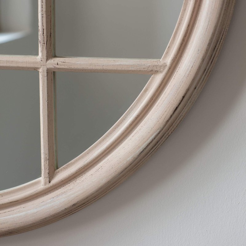 Panelled Window Mirror in Distressed Matt Taupe - Lee Longlands
