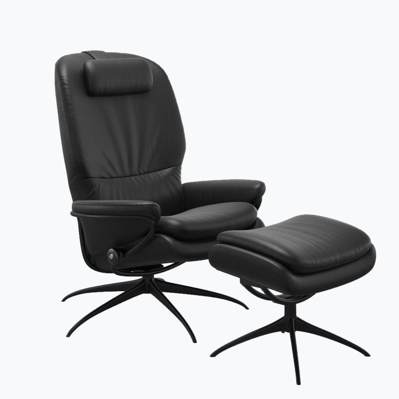 Stressless | Rome - Medium High Back Chair with Stool and Star Base Stressless | Rome - Medium High Back Chair with Stool and Star Base