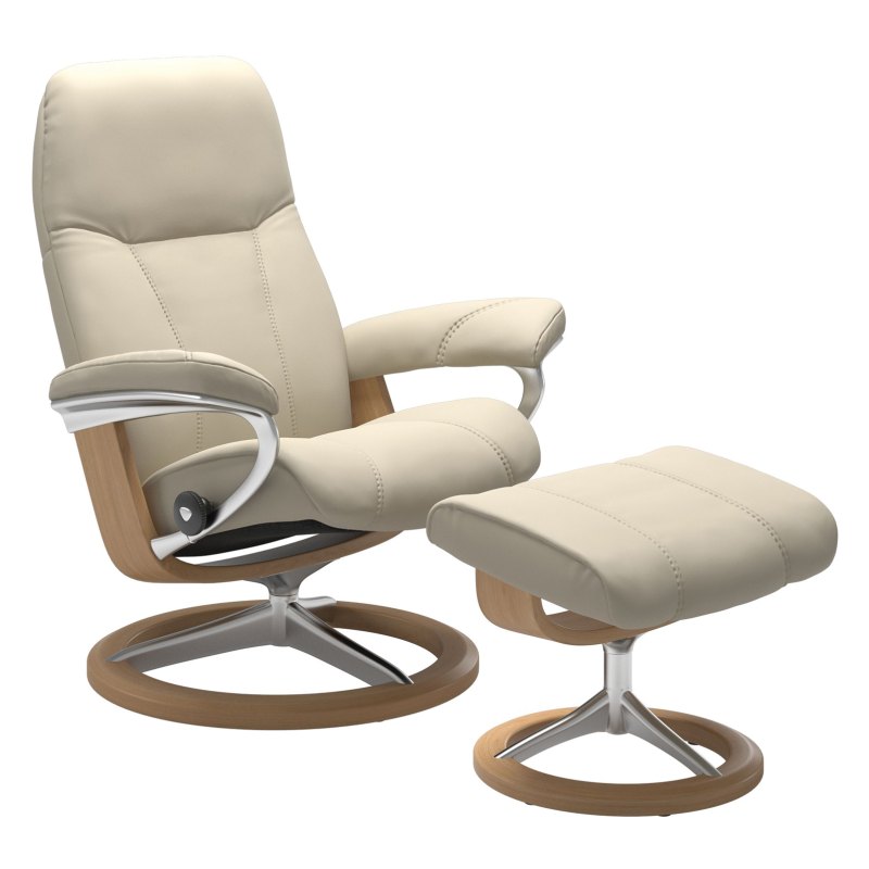 Stressless Consul Medium Chair & Stool with Signature Base Quickship Stressless Consul Medium Chair & Stool with Signature Base Quickship