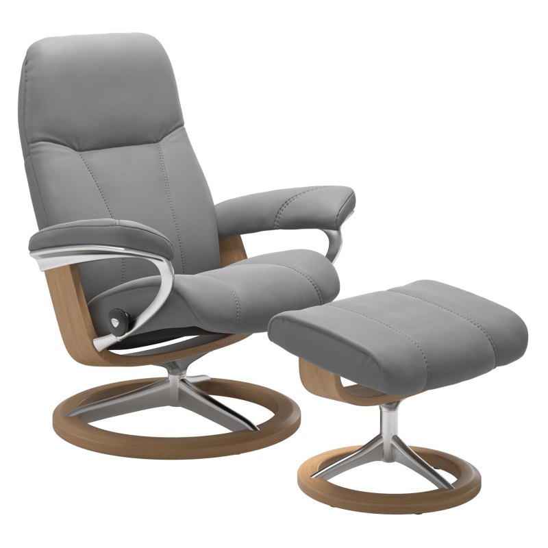 Stressless Consul Medium Chair & Stool with Signature Base Quickship Stressless Consul Medium Chair & Stool with Signature Base Quickship