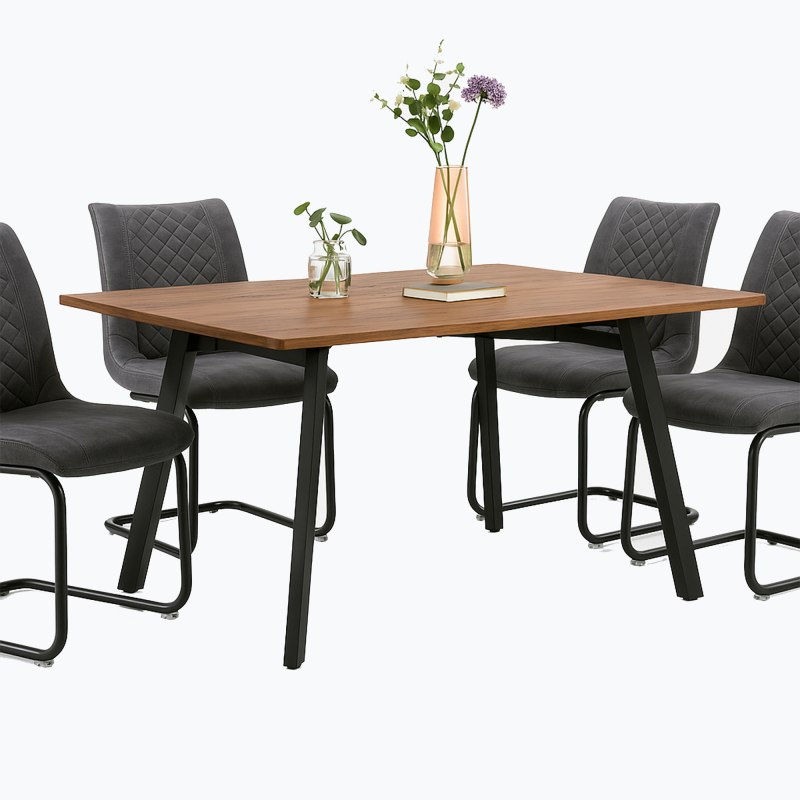Habufa Halmstad Bundle 160cm ext Table & 4 Anthracite Dining Chairs Habufa Halmstad Bundle 160cm ext Table & 4 Anthracite Dining Chairs