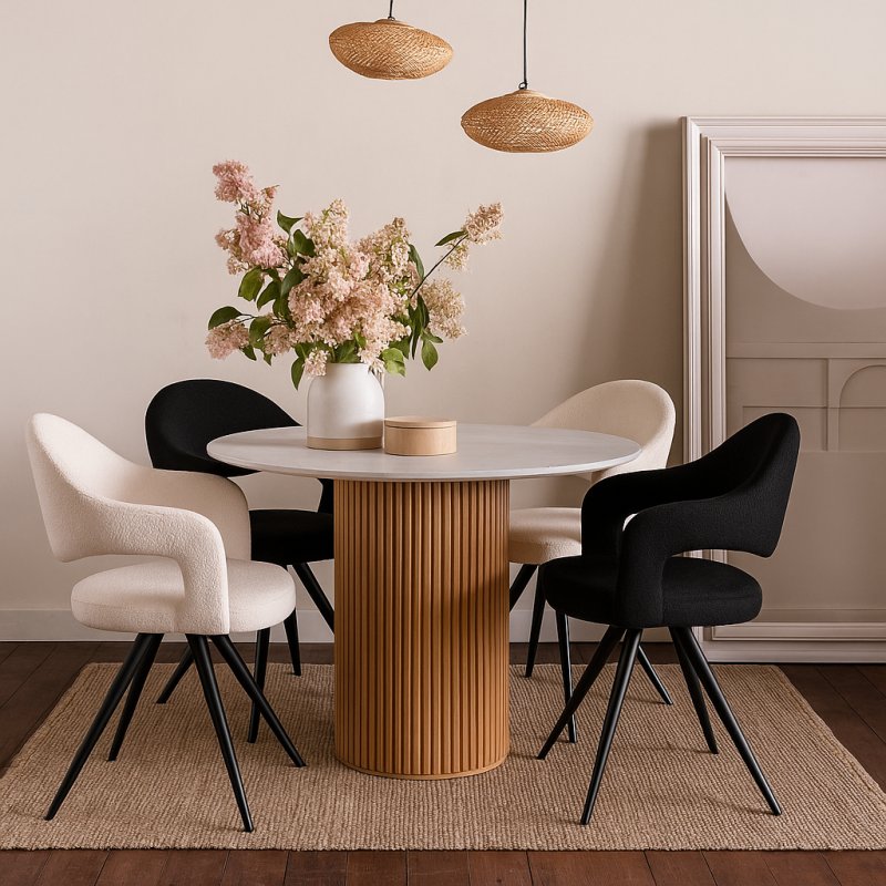 Raffi White & Black Dining Set Raffi White & Black Dining Set