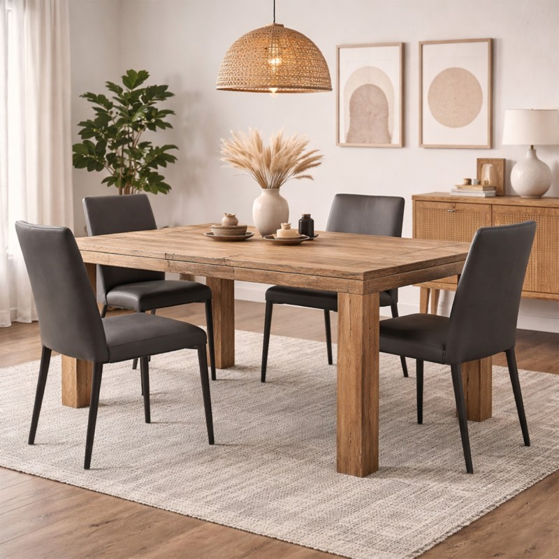 Theo 160cm-200cm Extending Dining Table and 4 Lindsay Chairs Theo 160cm-200cm Extending Dining Table and 4 Lindsay Chairs