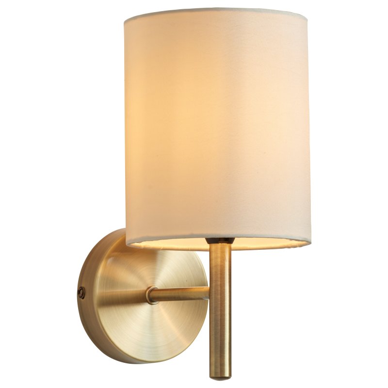 Brio Wall Light – Antique Brass with Cream Faux Silk Shade Brio Wall Light – Antique Brass with Cream Faux Silk Shade