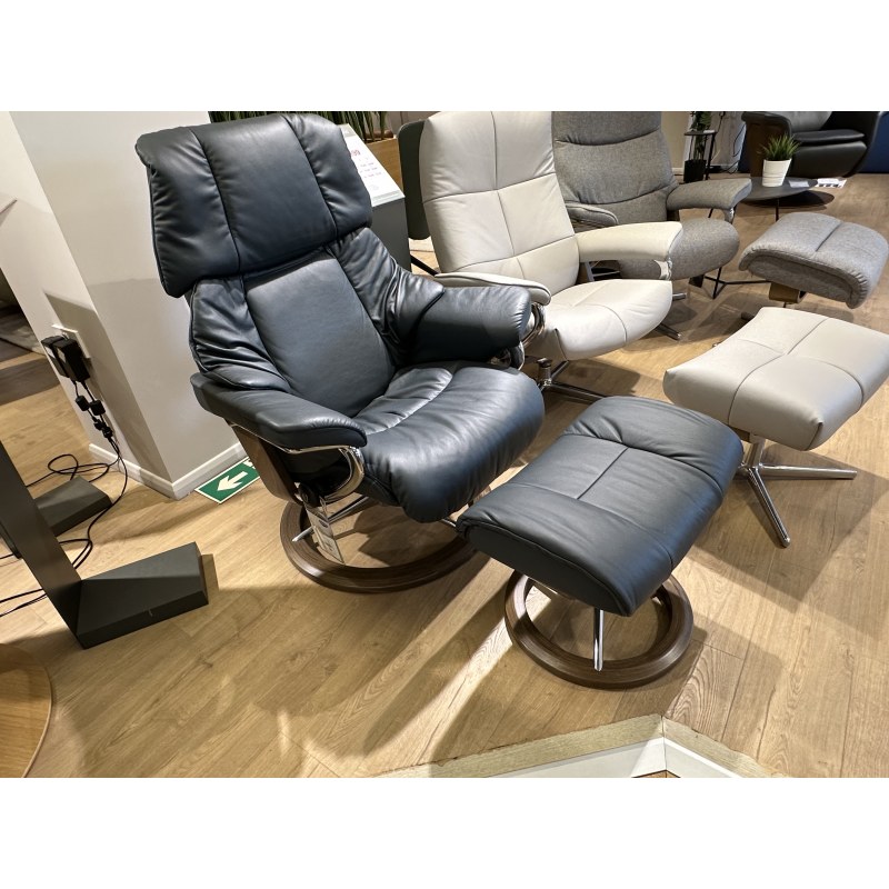 Stressless Reno Medium Signature Chair and Stool Stressless Reno Medium Signature Chair and Stool