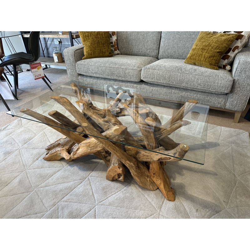 Root Rectangular Coffee table with Glass top Root Rectangular Coffee table with Glass top