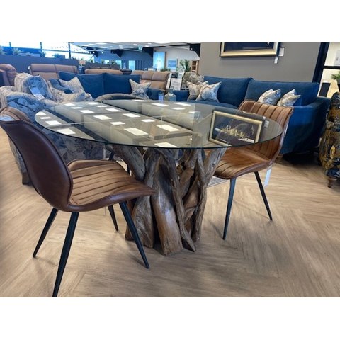 A ROOT Dining Table & 4 Leather Chairs A ROOT Dining Table & 4 Leather Chairs