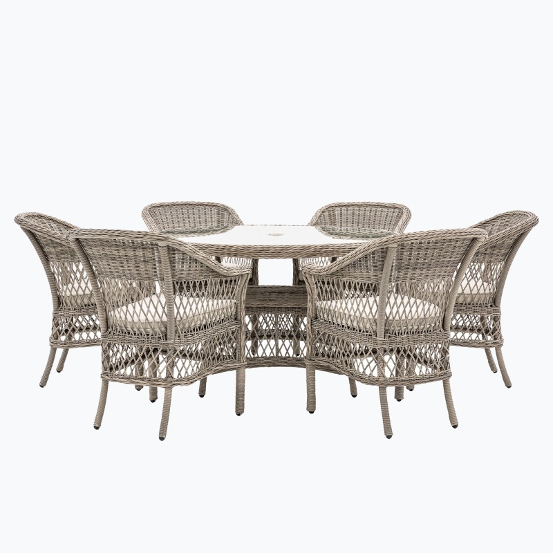 Menton 6 Seater Round Dining Set Menton 6 Seater Round Dining Set