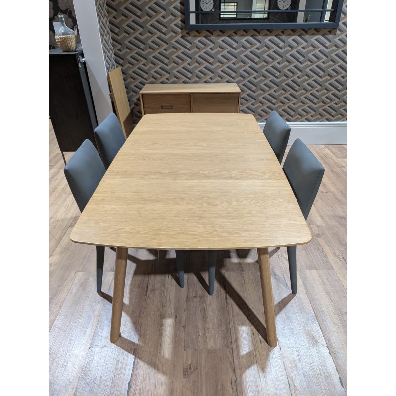 Stockholm 1.8m Extending Dining Table, 4 Lindsay Dining Chairs in Grey Plus Stockholm Small Sideboar Stockholm 1.8m Extending Dining Table, 4 Lindsay Dining Chairs in Grey Plus Stockholm Small Sideboar