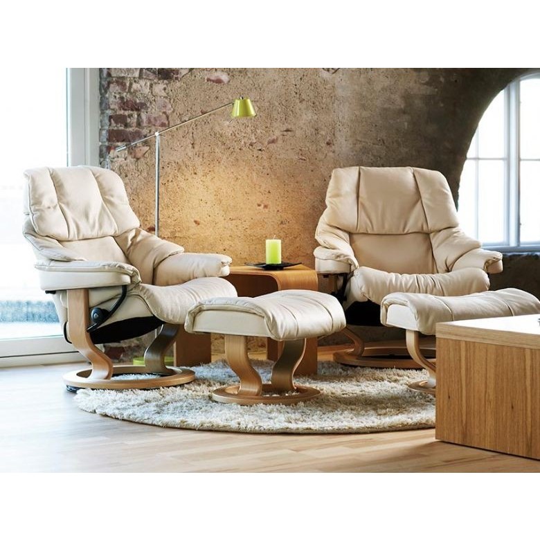 訳あり特価 2024年製 Stressless Reno スツール Stressless Reno Medium Chair and Stool - Lee Longlands