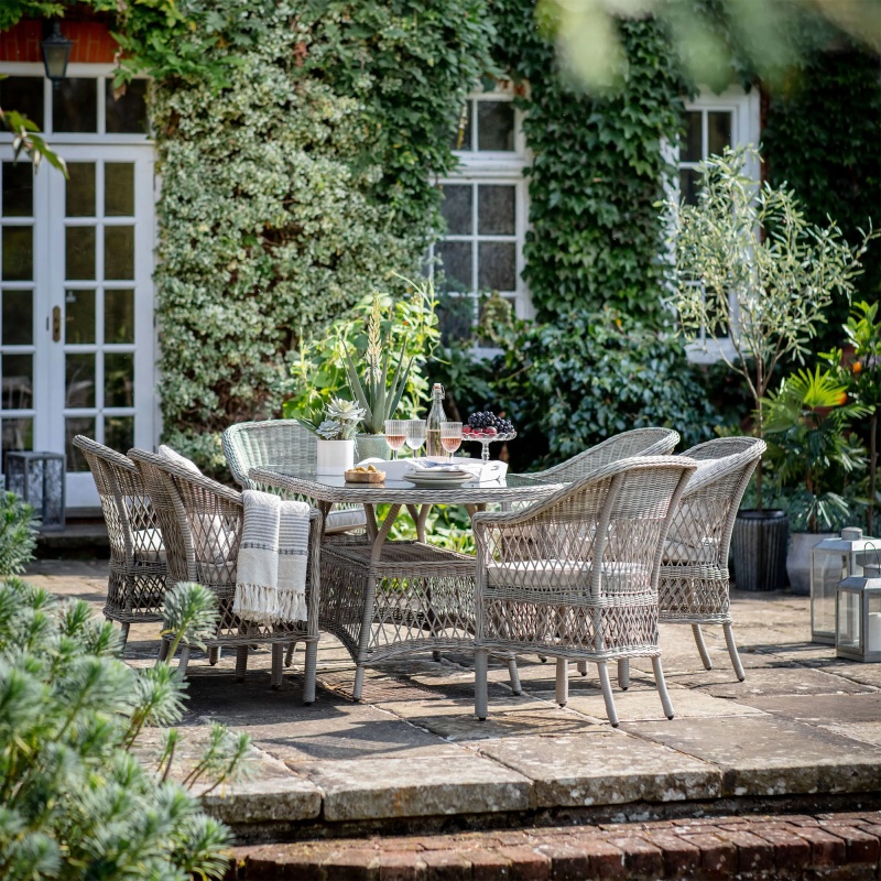 Menton 6 Seater Oval Dining Set | Stone Menton 6 Seater Oval Dining Set | Stone