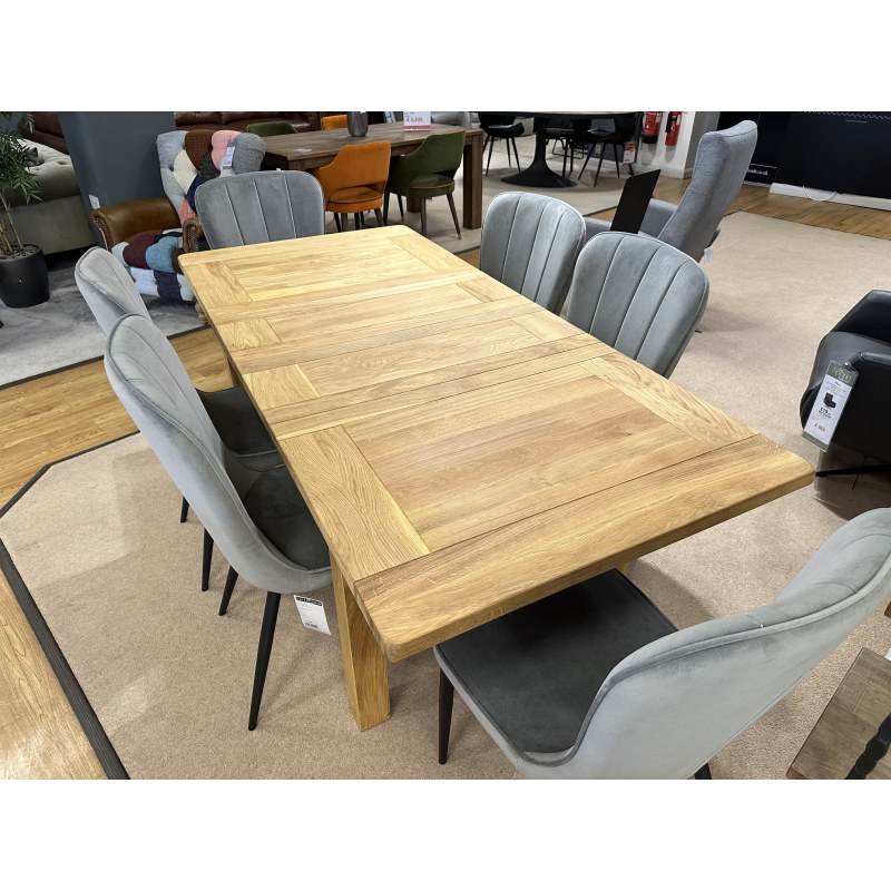 Hemmingway Large Extending Table with Two Leaves and 6 Dining Chairs in Grey Fabric Hemmingway Large Extending Table with Two Leaves and 6 Dining Chairs in Grey Fabric