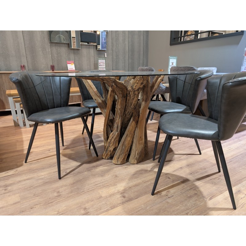 Root 120cm Round Dining Table with 4 x Lucia Grey Chairs Root 120cm Round Dining Table with 4 x Lucia Grey Chairs