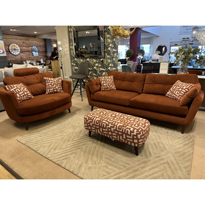 Extra Large Sofa (227cm), Oval Cuddler with Headrest and Footstool in Accent Colours and Matching Sc Extra Large Sofa (227cm), Oval Cuddler with Headrest and Footstool in Accent Colours and Matching Sc