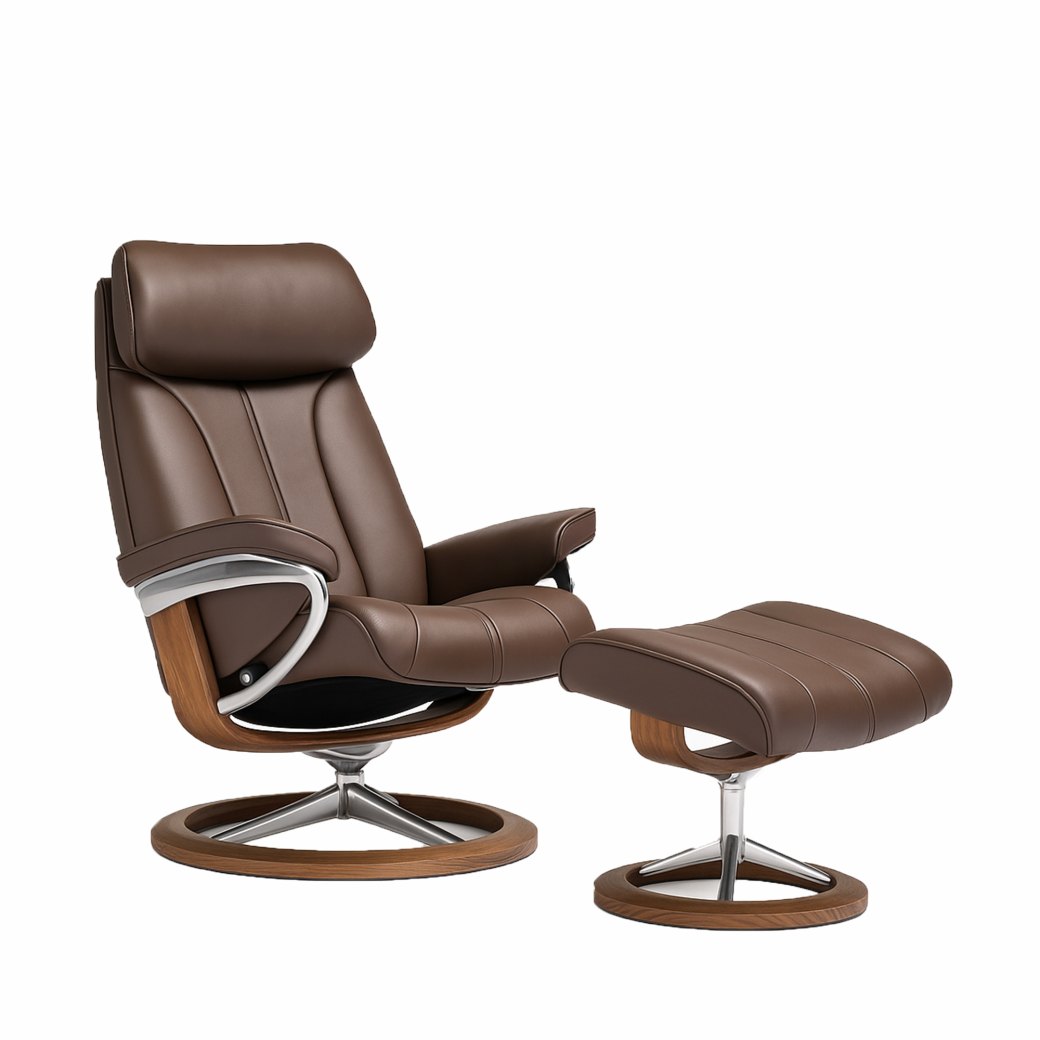 Stressless Paul Medium Signature Base Chair & Stool Stressless Paul Medium Signature Base Chair & Stool