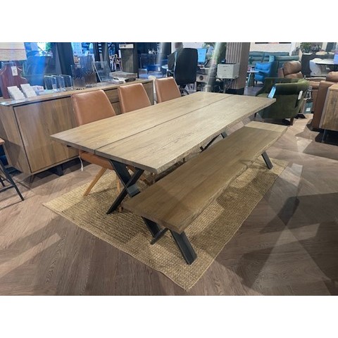 Clifton 2-Plank Solid Oak Dining Table + Bench + Extension Leaf Clifton 2-Plank Solid Oak Dining Table + Bench + Extension Leaf