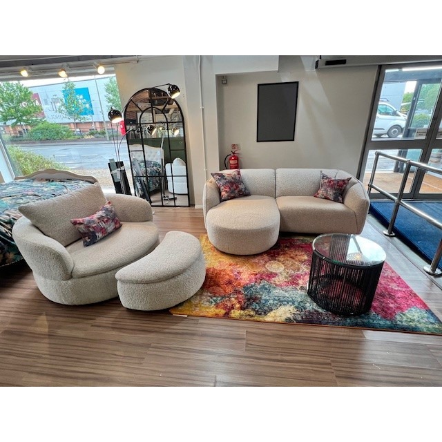 Pebble Large LHF Chaise Sofa, Cuddler Swivel Chair & Stool Pebble Large LHF Chaise Sofa, Cuddler Swivel Chair & Stool